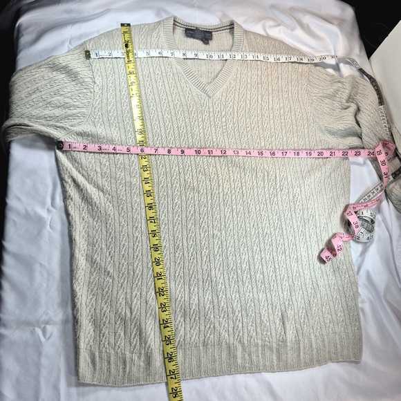 Tricots St. Raphael Men's XL Silk Cashmere Wool V-Neck Sweater Oatmeal Beige - Picture 7 of 12